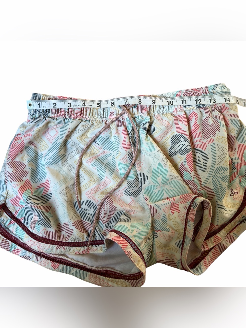 prAna Mariya Shorts Women’s Medium Cream Floral Geometric Print Drawstring - Picture 10 of 10
